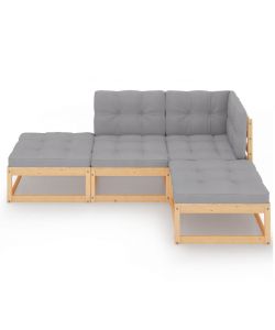 Set Divani da Giardino 4 pz con Cuscini Legno Massello di Pino 3076524