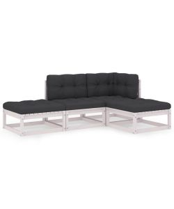 Set Divani da Giardino 4 pz con Cuscini Legno Massello Pino 3076525