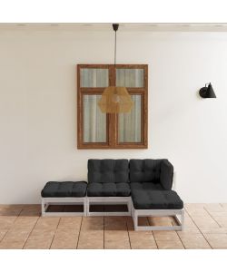 Set Divani da Giardino 4 pz con Cuscini Legno Massello Pino 3076525