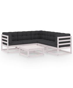 Set Divani da Giardino 6 pz con Cuscini Legno Massello di Pino 3076550