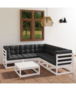 Set Divani da Giardino 6 pz con Cuscini Legno Massello di Pino 3076550