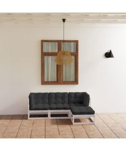 Set Divani da Giardino 4 pz con Cuscini Legno Massello Pino 3076575