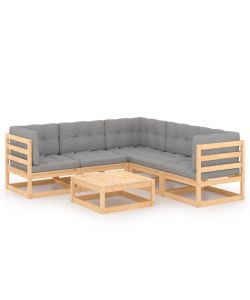 Set Divani da Giardino 6 pz con Cuscini Legno Massello di Pino 3076779
