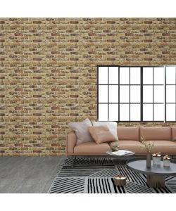 Pannelli Murali 3D con Design a Mattoni Sabbia Scura 10 pz EPS