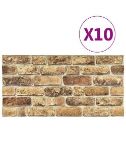 Pannelli Murali 3D con Design a Mattoni Sabbia Scura 10 pz EPS