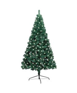 Albero Natale a Met con Luci LED e Supporto Verde 240 cm PVC