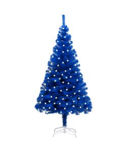 Albero di Natale Artificiale con LED e Supporto Blu 240 cm PVC