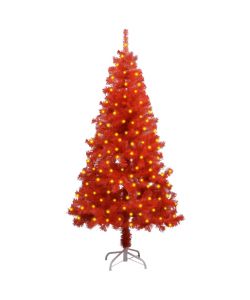 Albero di Natale con LED e Supporto Rosso 150 cm PVC
