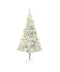 Albero di Natale con LED e Supporto Argento 210 cm PET