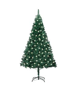 Albero di Natale Artificiale con LED Rami Folti Verde 120 cm