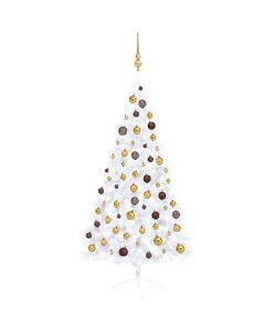 Set Albero Natale Artificiale a Met LED Palline Bianco 150cm