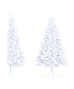 Set Albero Natale Artificiale a Metà LED Palline Bianco 210cm