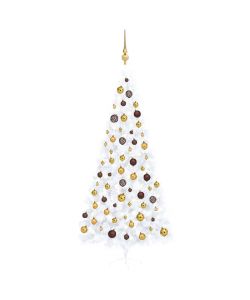 Set Albero Natale Artificiale a Met LED Palline Bianco 240cm