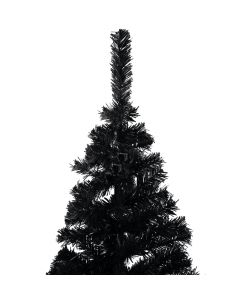 Set Albero Natale Artificiale con LED e Palline Nero 210 cm PVC