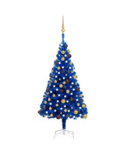 Set Albero Natale Artificiale con LED e Palline Blu 120 cm PVC