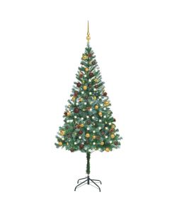 Set Albero Natale Artificiale con LED Palline e Pigne 180 cm