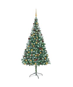 Set Albero Natale Artificiale con LED Palline e Pigne 210 cm
