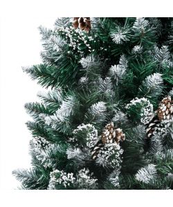 Set Albero Natale Artificiale con LED Palline e Pigne 210 cm