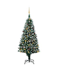 Set Albero Natale Artificiale con LED Palline e Pigne 210 cm