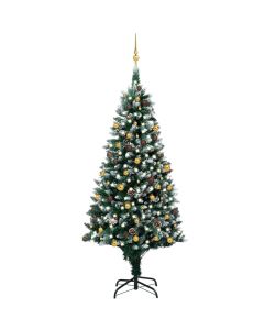 Set Albero Natale Artificiale con LED Palline e Pigne 240 cm