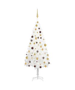 Set Albero Natale Artificiale con LED e Palline Bianco 180 cm