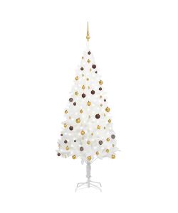 Set Albero Natale Artificiale con LED e Palline Bianco 240 cm