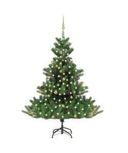 Albero Natale Artificiale Abete Nordmann LED Palline Verde210cm