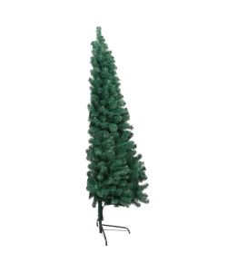 Set Albero Natale Artificiale a Met LED e Palline Verde 120cm