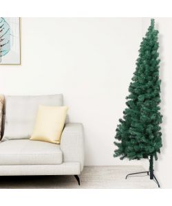 Set Albero Natale Artificiale a Met LED e Palline Verde 240cm