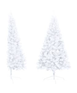Set Albero Natale Artificiale a Metà LED Palline Bianco 180cm