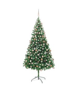 Set Albero Natale Artificiale con LED e Palline 210 cm 910 Rami