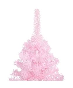 Set Albero Natale Artificiale con LED e Palline Rosa 120 cm PVC