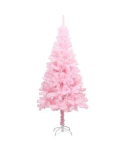 Set Albero Natale Artificiale con LED e Palline Rosa 180 cm PVC