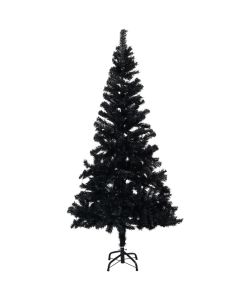 Set Albero Natale Artificiale con LED e Palline Nero 120 cm PVC