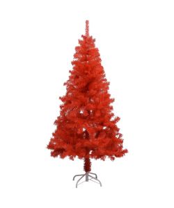 Set Albero Natale Artificiale con LED e Palline Rosso 120cm PVC