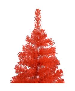Set Albero Natale Artificiale con LED e Palline Rosso 120cm PVC