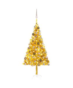Set Albero Natale Artificiale con LED e Palline Oro 180cm PET