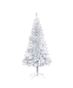 Set Albero Natale Artificiale LED e Palline Argento 150cm PET