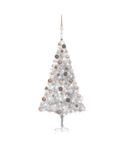 Set Albero Natale Artificiale LED e Palline Argento 180cm PET