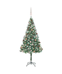 Set Albero Natale Artificiale con LED Palline e Pigne 180 cm