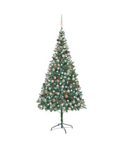 Set Albero Natale Artificiale con LED Palline e Pigne 210 cm