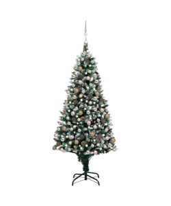 Set Albero Natale Artificiale con LED Palline e Pigne 210 cm