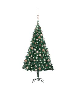 Set Albero Natale Artificiale con LED e Palline Verde 180cm PVC