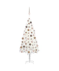 Set Albero Natale Artificiale con LED e Palline Bianco 180 cm