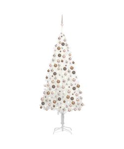 Set Albero Natale Artificiale con LED e Palline Bianco 240 cm
