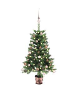 Albero di Natale Artificiale con LED e Set Palline 90 cm Verde