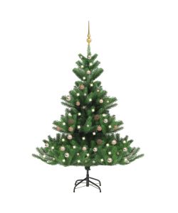 Albero Natale Artificiale Abete Nordmann LED Palline Verde150cm