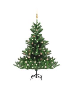 Albero Natale Artificiale Abete Nordmann LED Palline Verde180cm