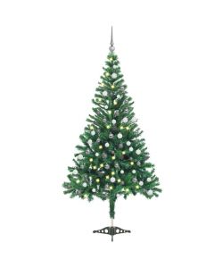Set Albero Natale Artificiale con LED e Palline 120 cm 230 Rami