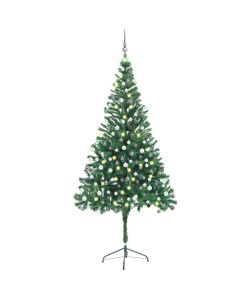 Set Albero Natale Artificiale con LED e Palline 210 cm 910 Rami